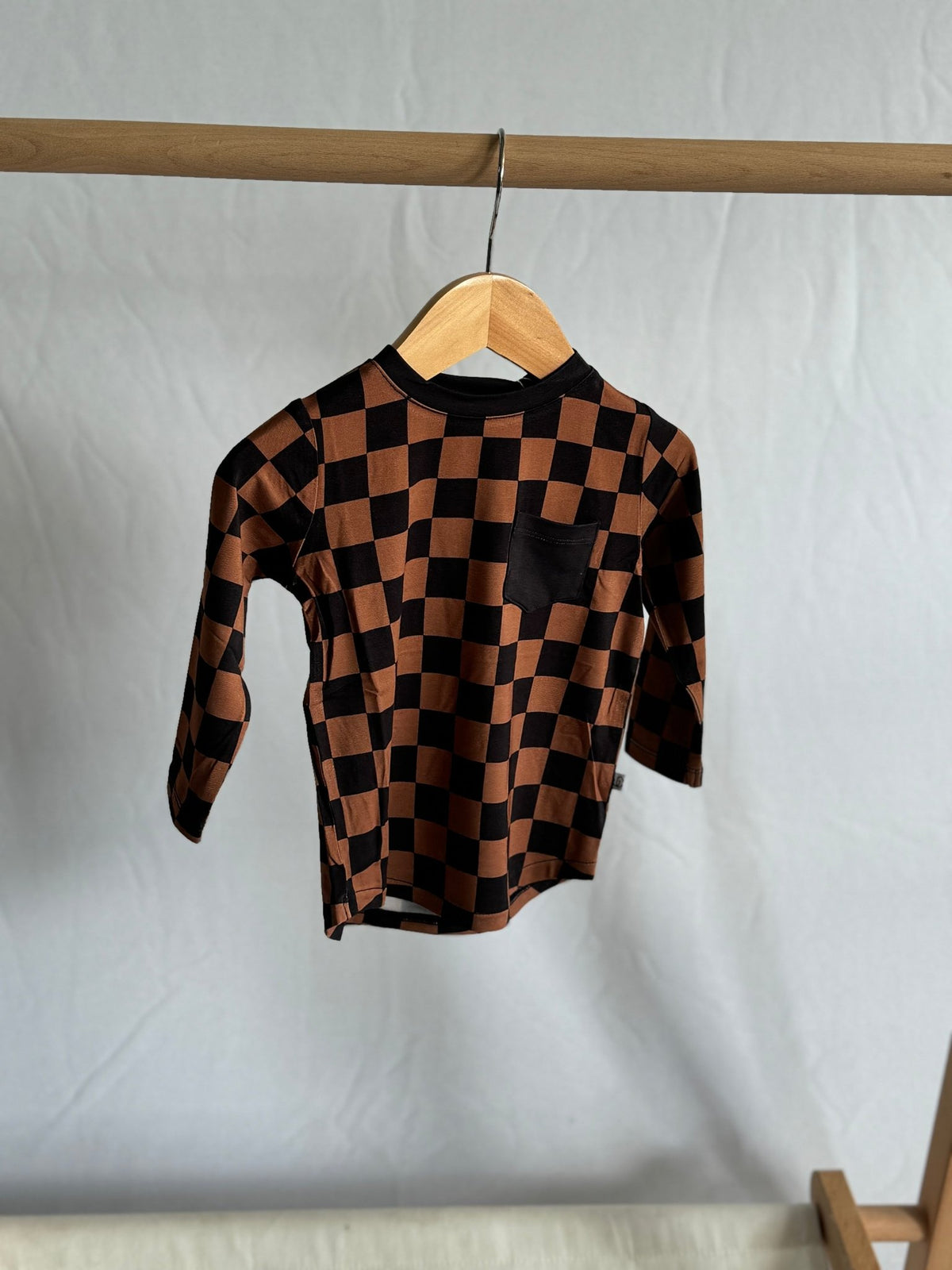 Black & Chocolate Checkered Pocket Long Sleeve - Jettson Cole