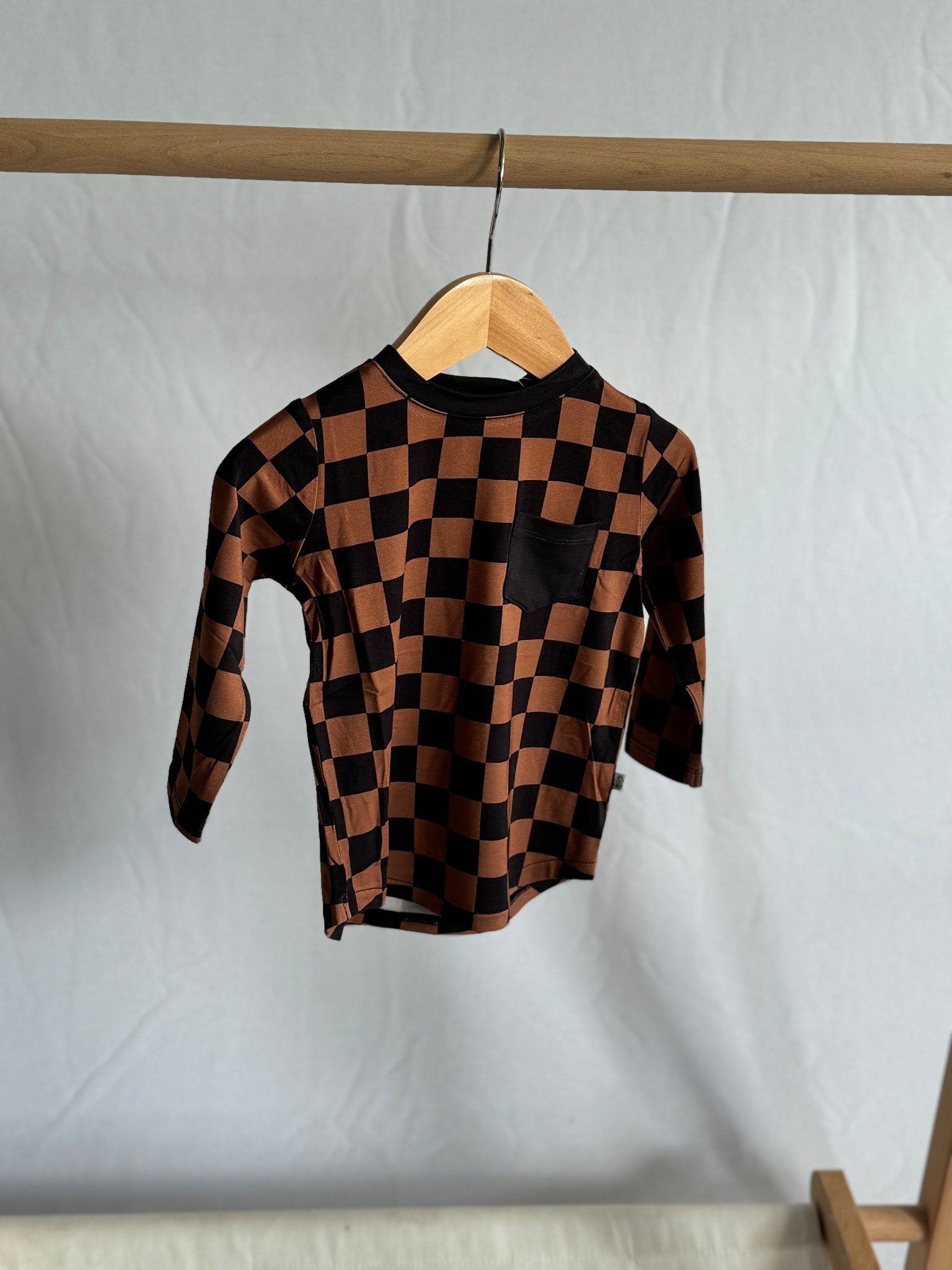 Black & Chocolate Checkered Pocket Long Sleeve - Jettson Cole
