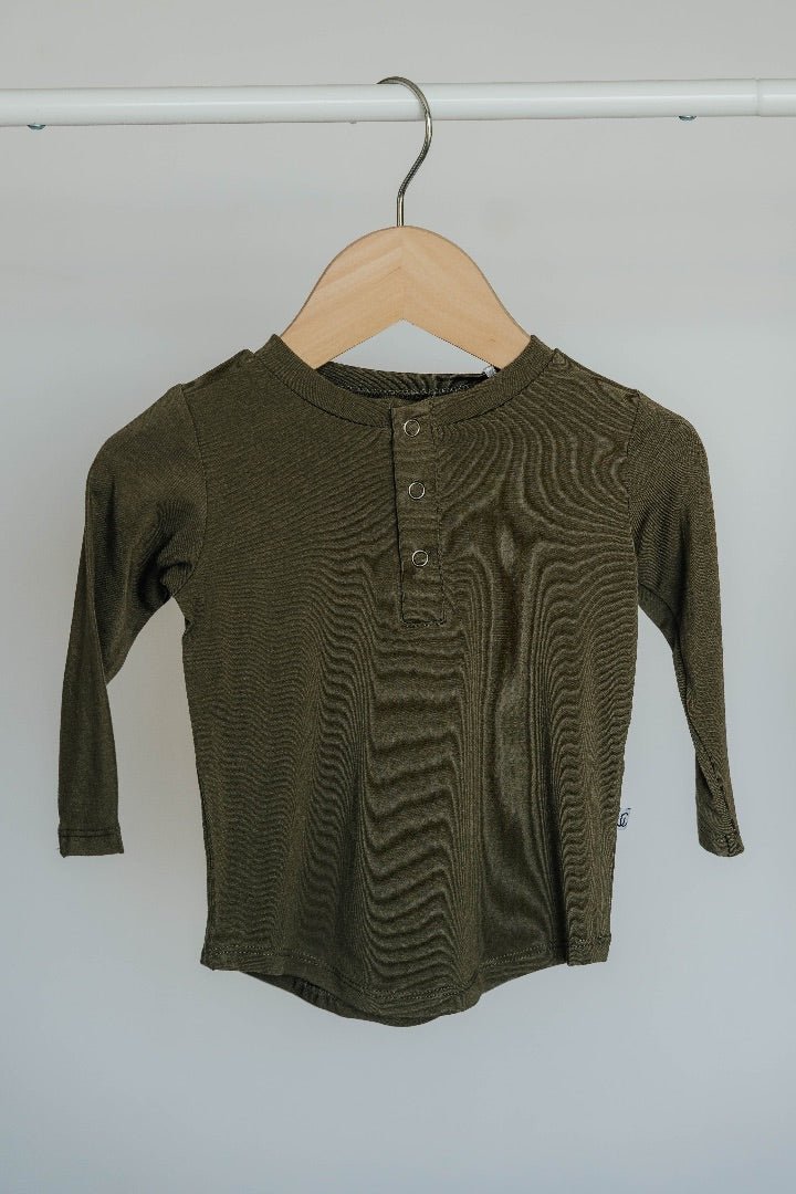 Long Sleeve Henley - Dark Olive - Jettson Cole