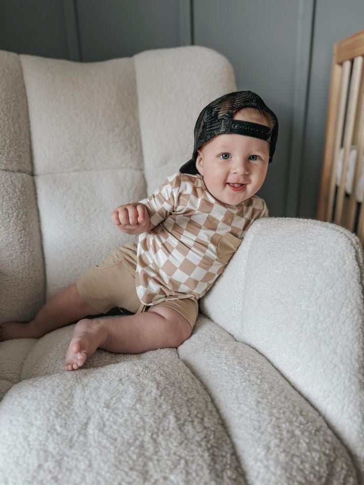 Checkered pocket tee- Desert Tan - Jettson Cole