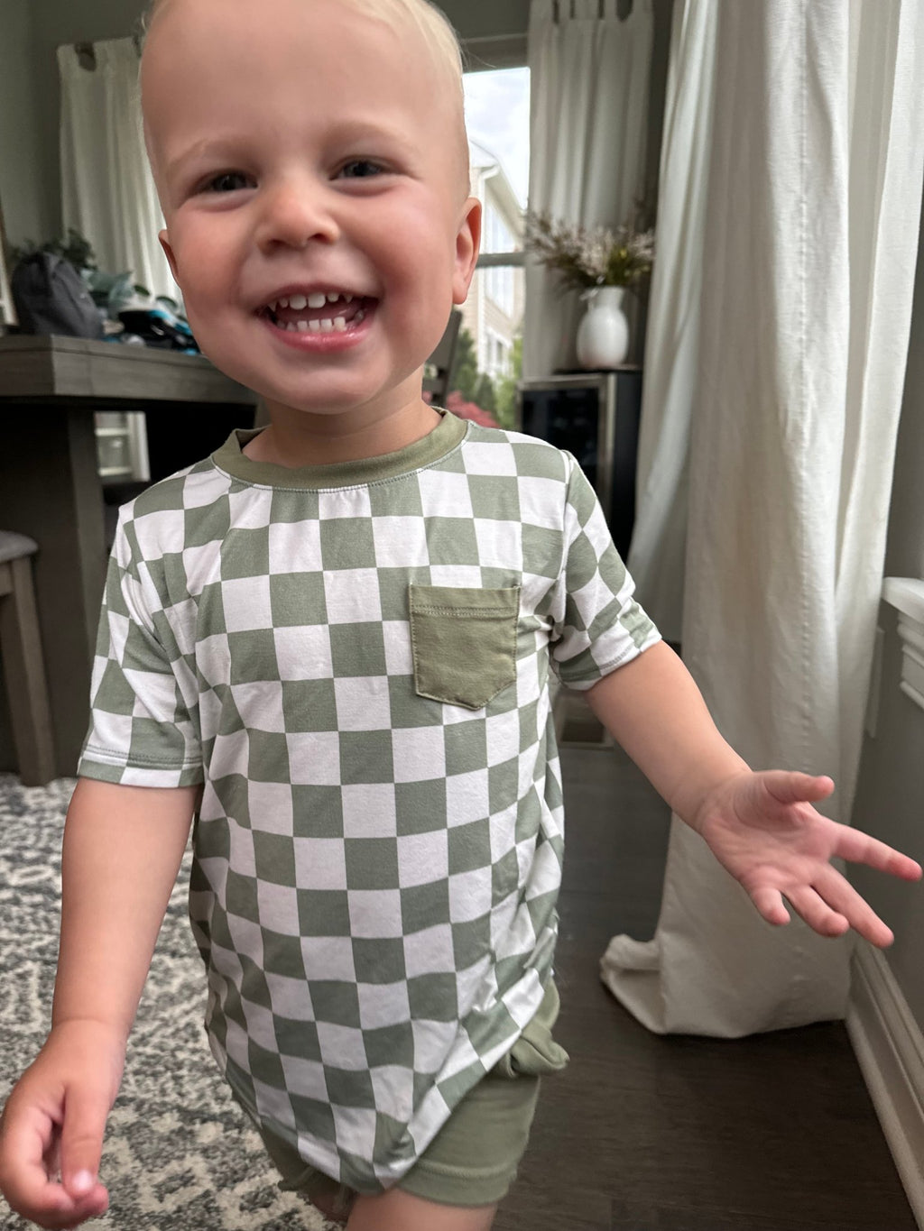 Checkered pocket tee- Sage - Jettson Cole