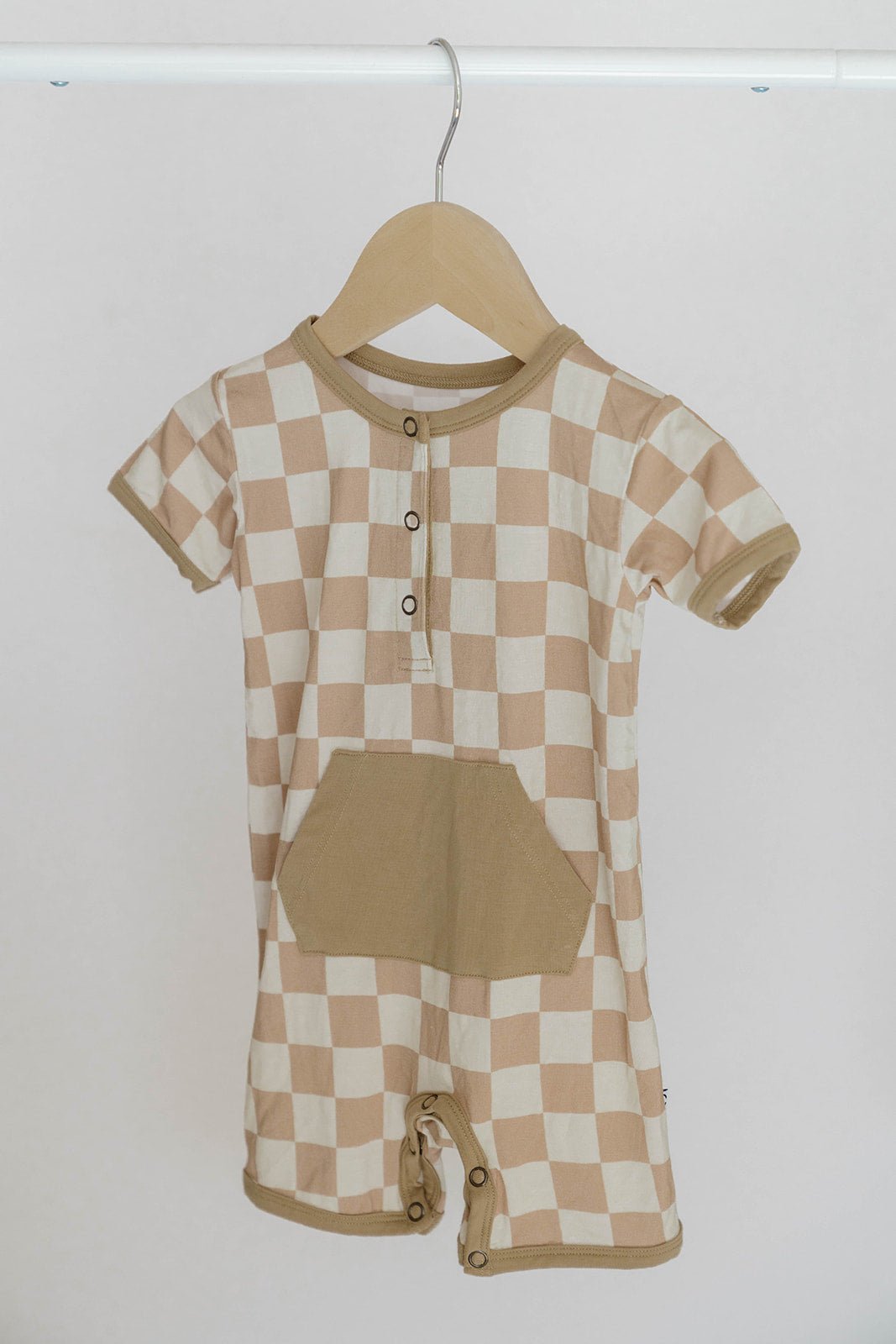 Checkered Shorty Romper - Desert tan - Jettson Cole