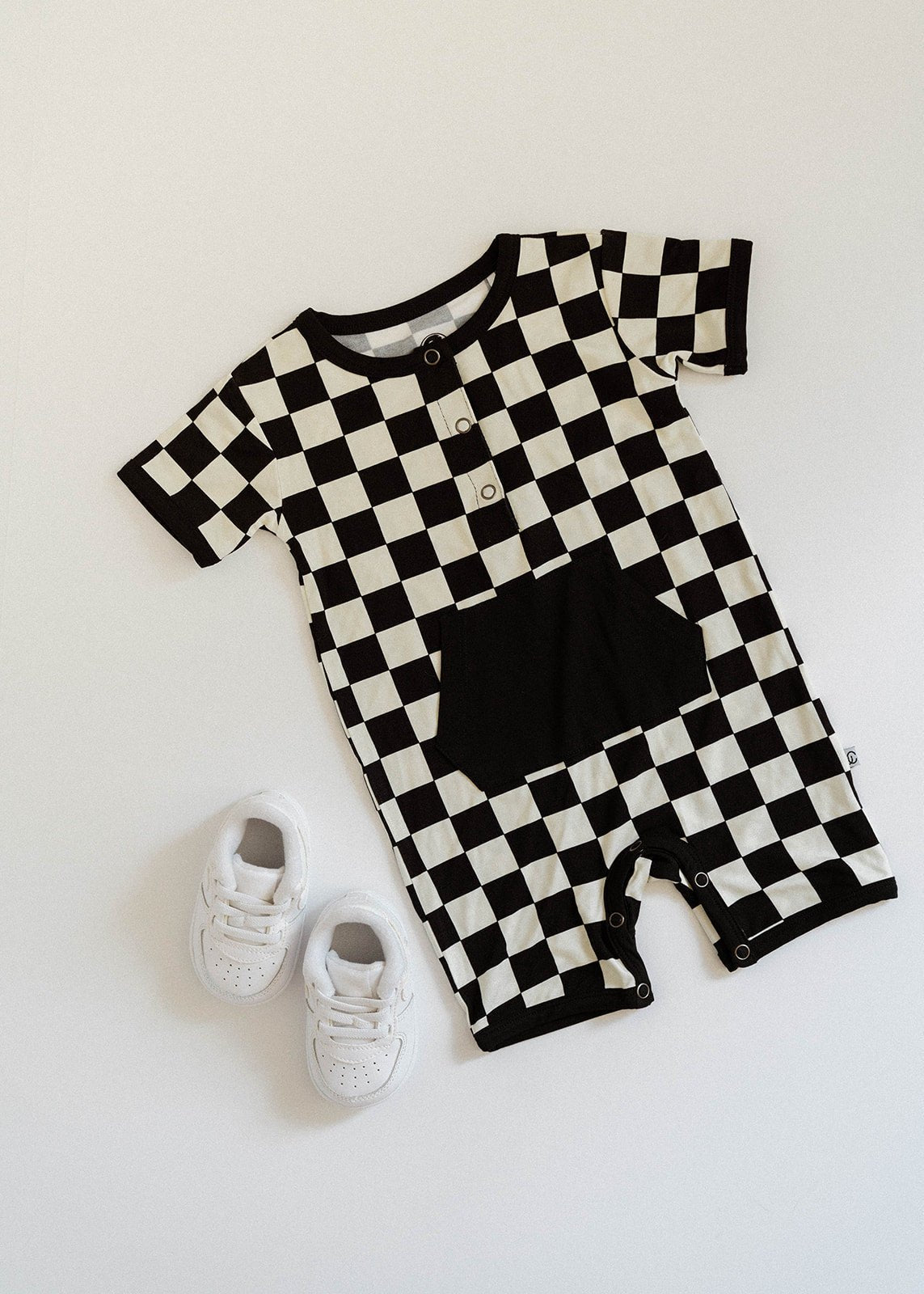 Checkered Shorty Romper - Jett Black - Jettson Cole