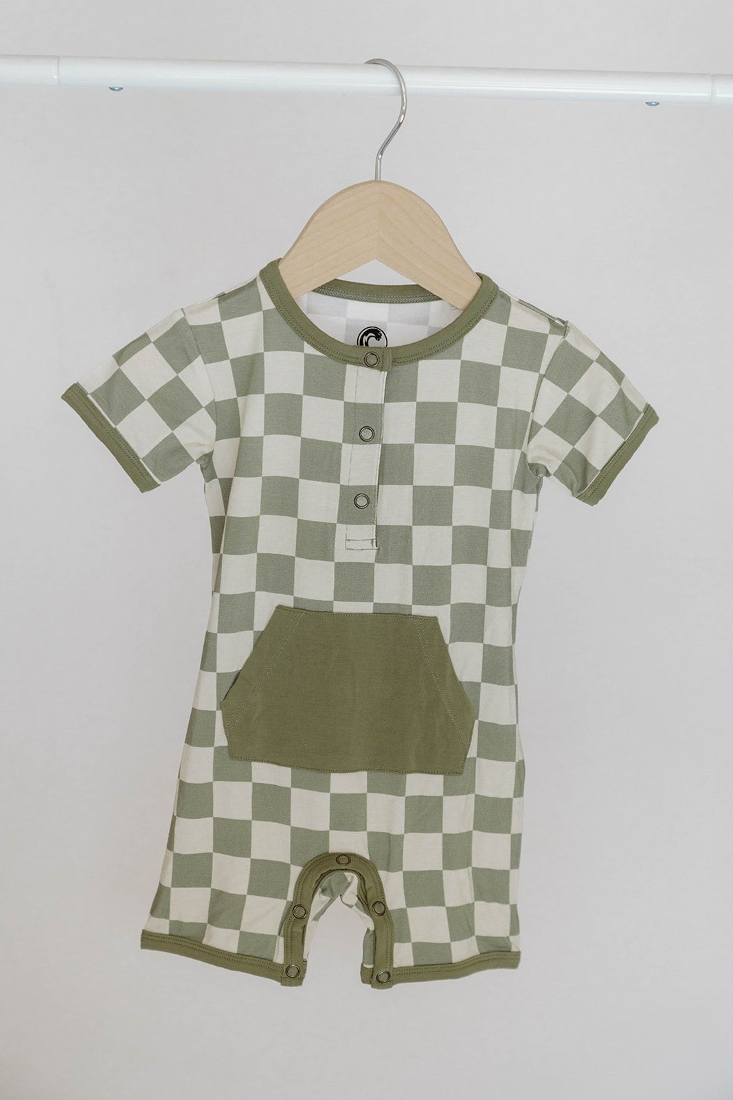 Checkered Shorty Romper - Sage - Jettson Cole