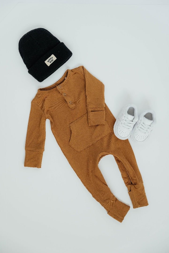 Long Sleeve Romper - Caramel - Jettson Cole
