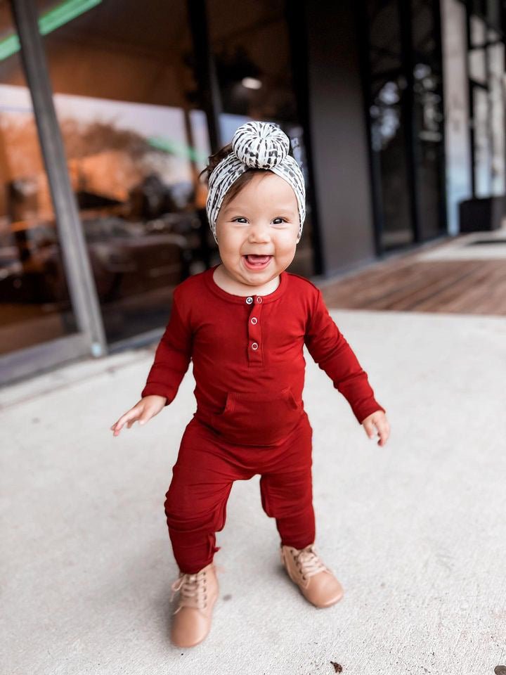 Long Sleeve Romper - Redwood - Jettson Cole