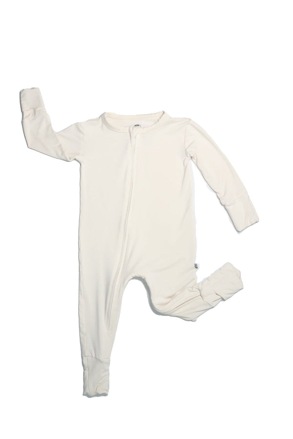 Baby Footie Bamboo Pajamas With Mittens Cream Jettson Cole