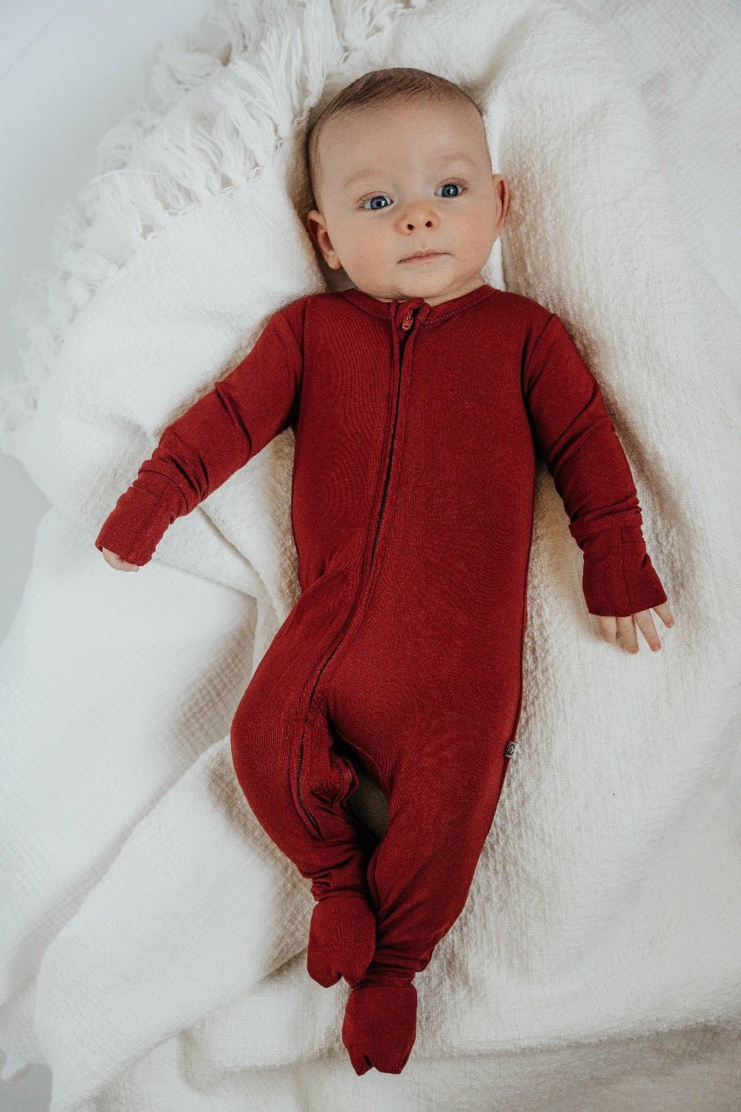 Baby Footie Bamboo Pajamas With Mittens - Redwood - Jettson Cole