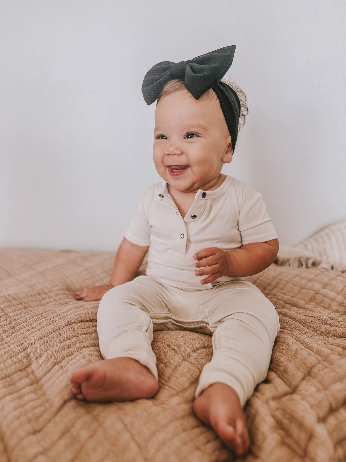 Short Sleeve Romper - Cream - Jettson Cole