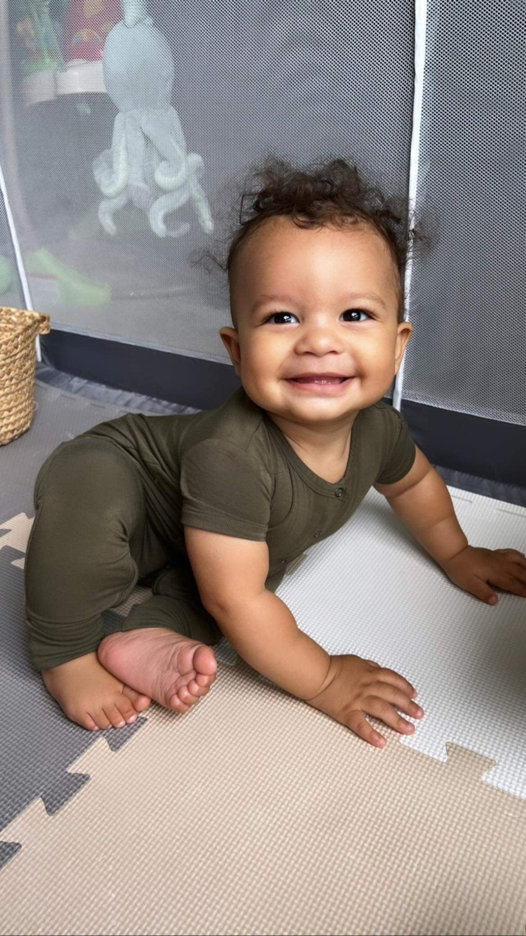 Short Sleeve Romper - Dark Olive - Jettson Cole