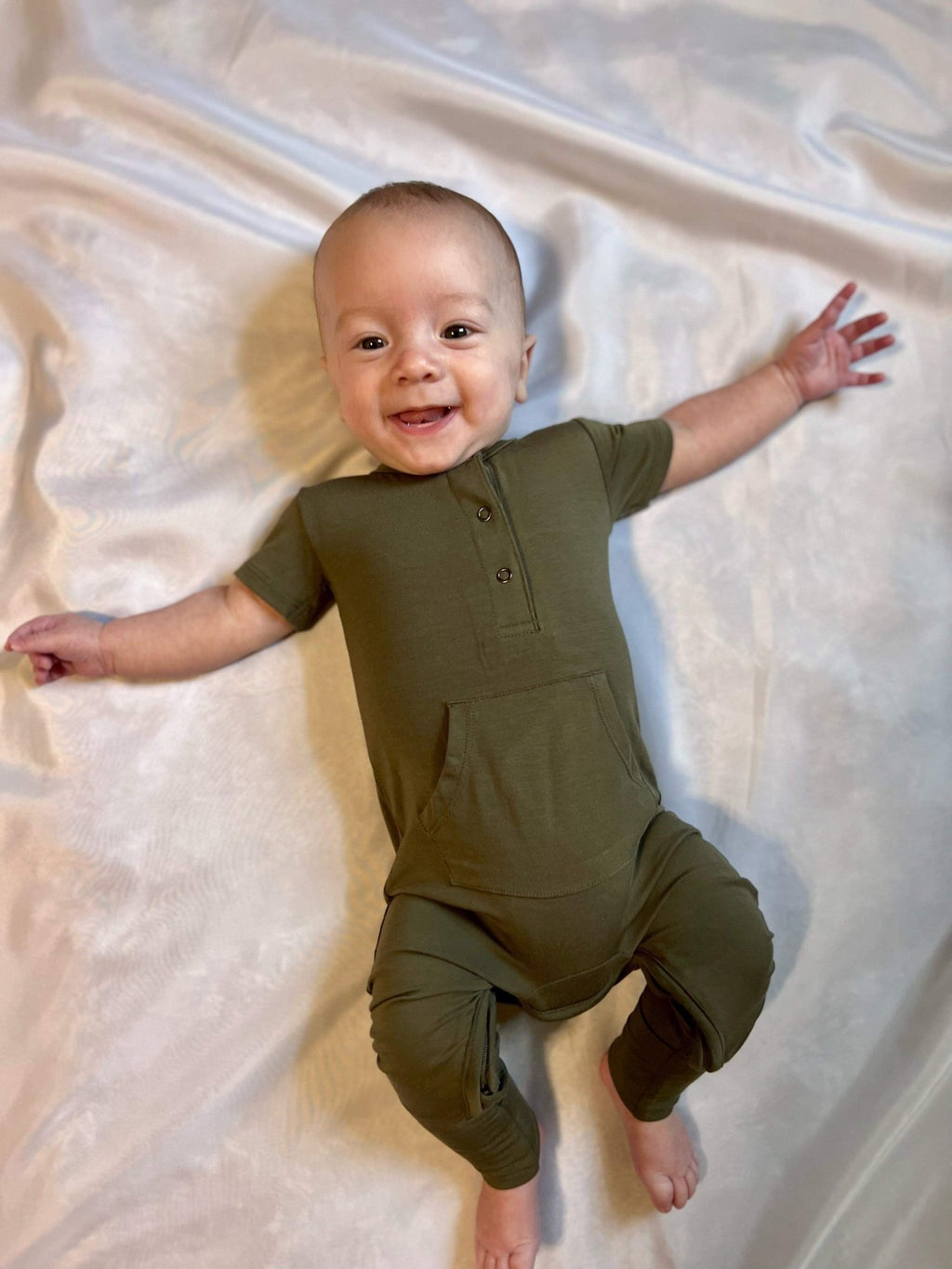 Short Sleeve Romper - Dark Olive - Jettson Cole