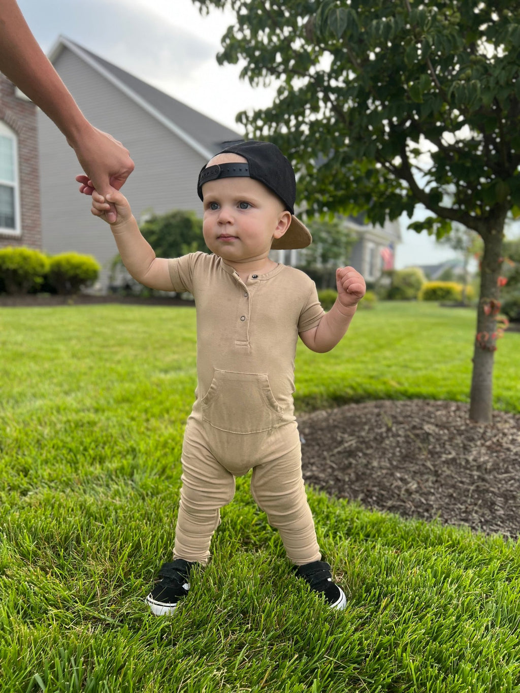 Short Sleeve Romper - Desert Tan - Jettson Cole