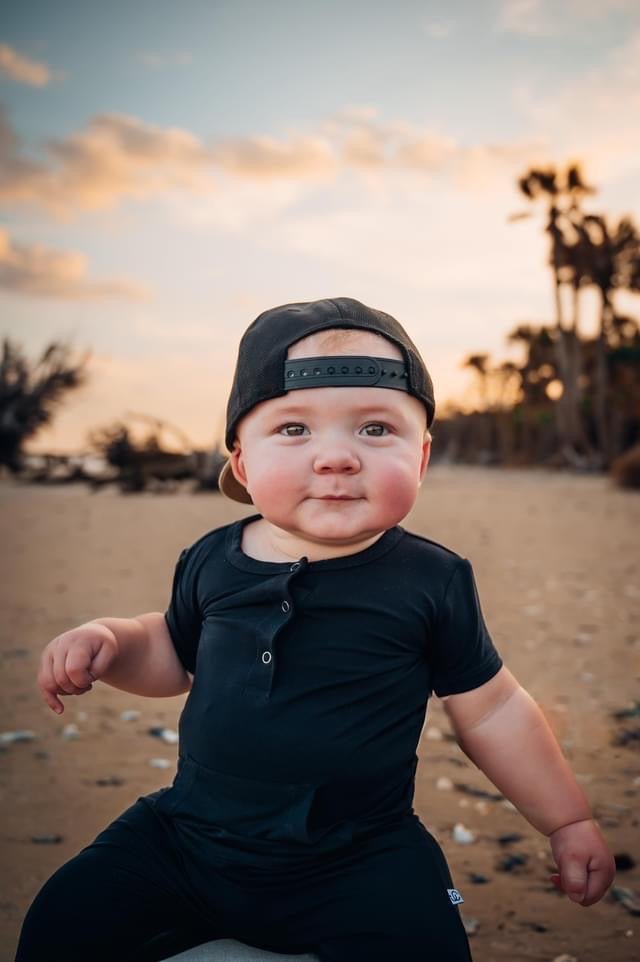 Short Sleeve Romper - Jett Black - Jettson Cole
